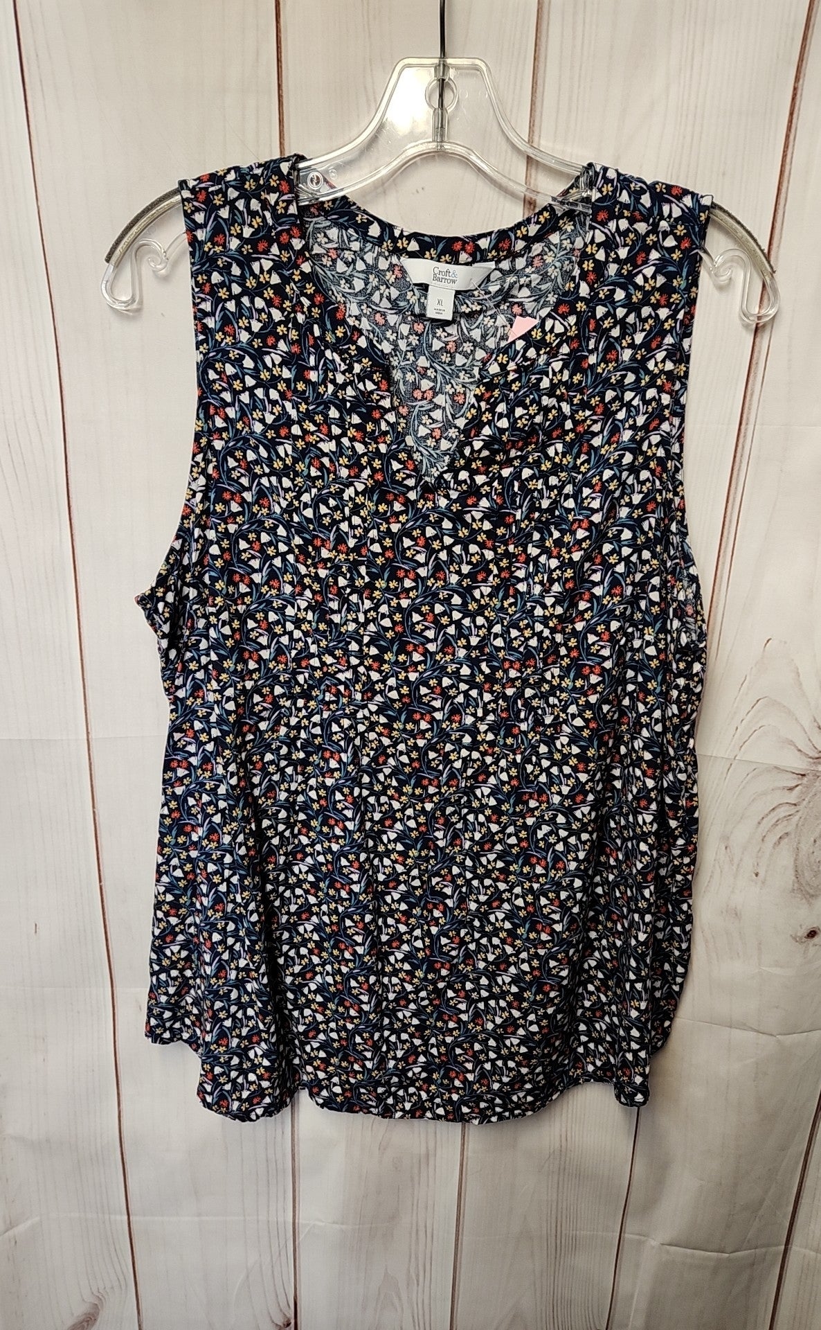 Croft & Barrow Women's Size XL Blue Floral Sleeveless Top