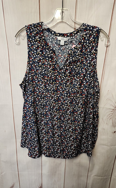 Croft & Barrow Women's Size XL Blue Floral Sleeveless Top