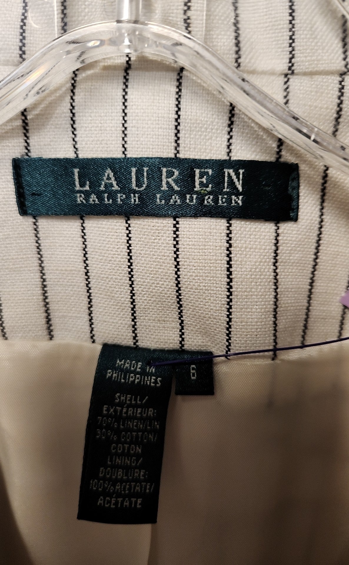Lauren by Ralph Lauren Women's Size 6 White Linen Blend Blazer