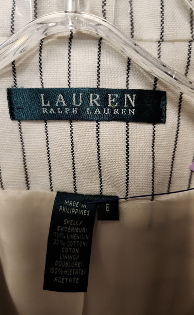Lauren by Ralph Lauren Women's Size 6 White Linen Blend Blazer