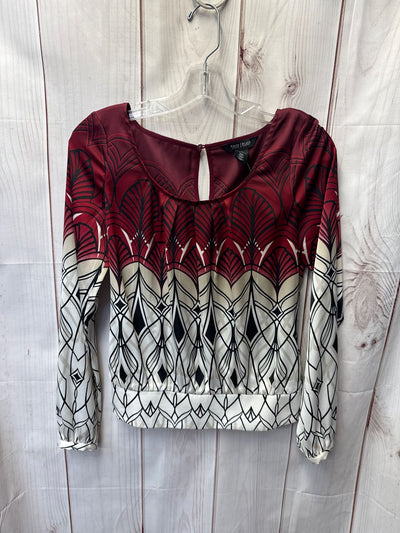 White House Black Market Women's Size 0 Red & White Long Sleeve Top