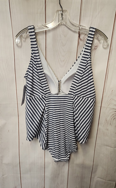 NWT Time and Tru Women's Size XL White & Blue Swimsuit