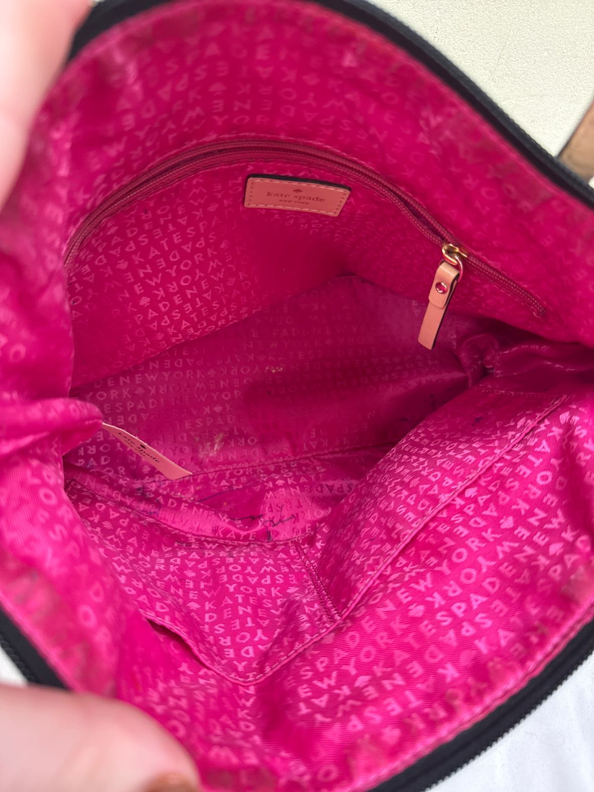 Kate Spade Black Leather Purse Bag AS IS - stains inside