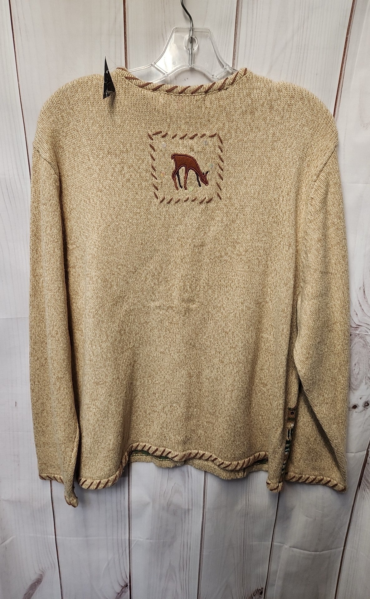 Crystal Kobe Women's Size L Beige Cardigan