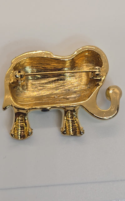 Gold Elephant Brooch Pin
