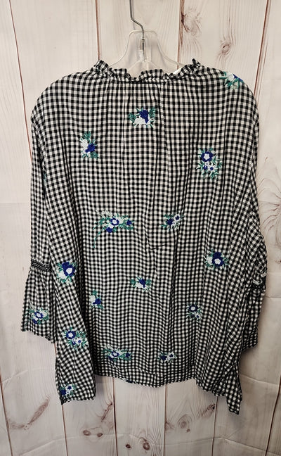 Charter Club Women's Size 3X Black Floral 3/4 Sleeve Top