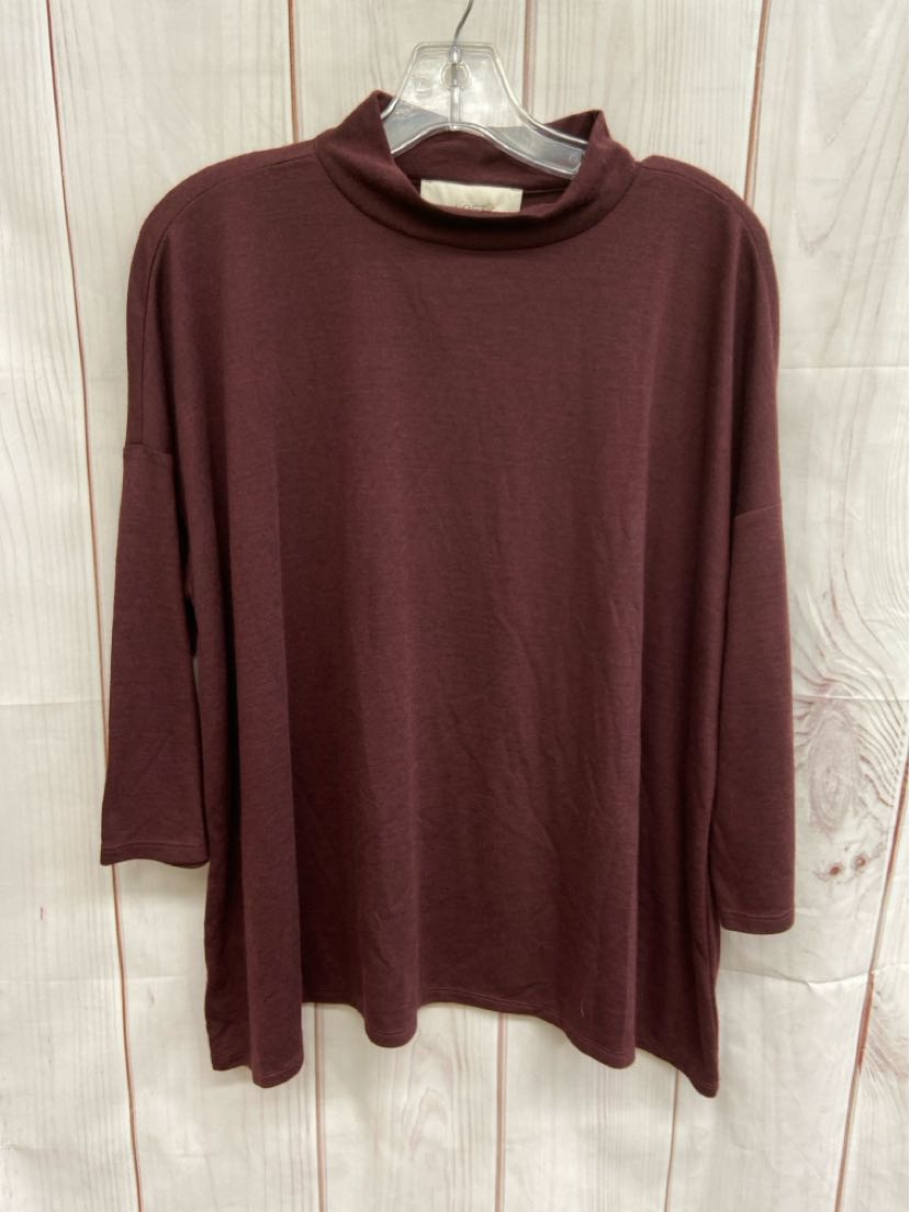 Loft Women's Size L Maroon 3/4 Sleeve Top