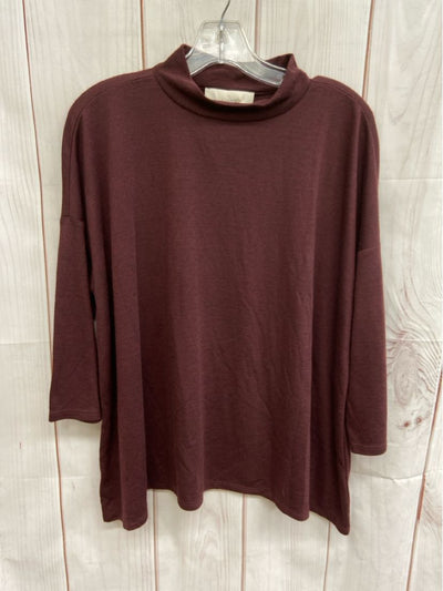 Loft Women's Size L Maroon 3/4 Sleeve Top