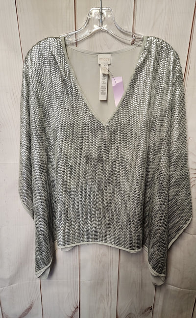 Chico's Women's Size Large/X-Large Gray Sequined Poncho