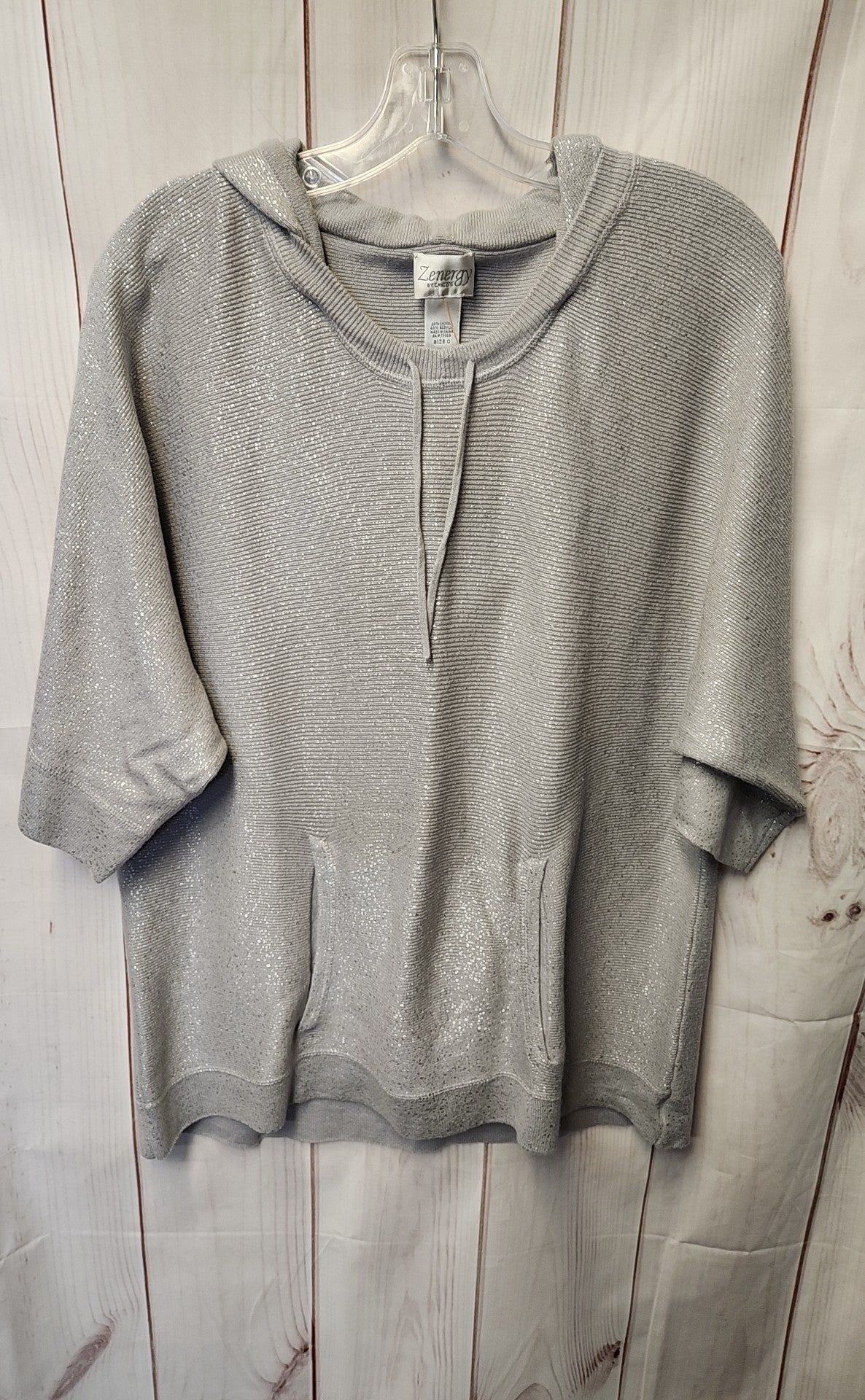 Zenergy - Chico's Women's Size S Gray Metallic Hooded Sweater