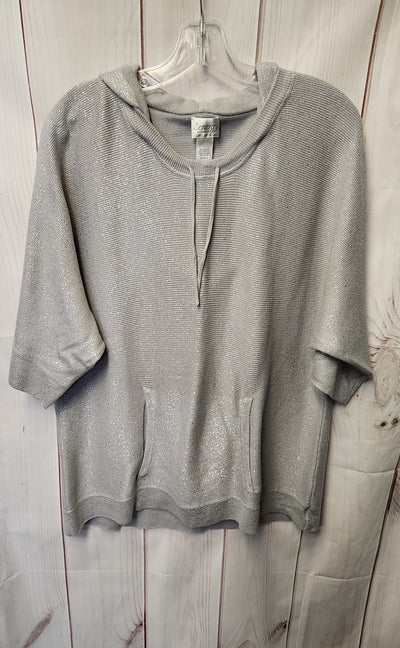 Zenergy - Chico's Women's Size S Gray Metallic Hooded Sweater