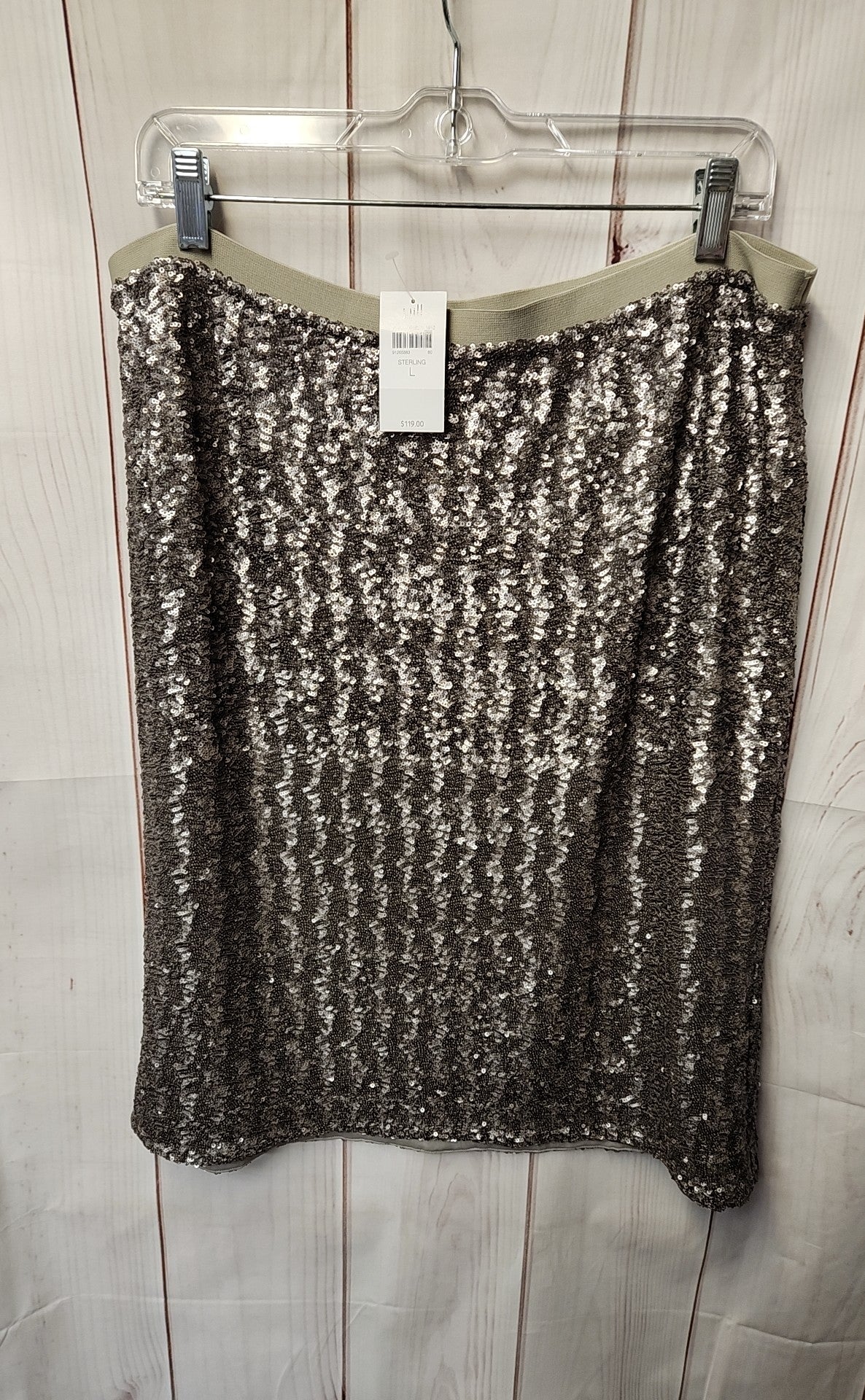NWT J Jill Women's Size L Silver Sequined Skirt