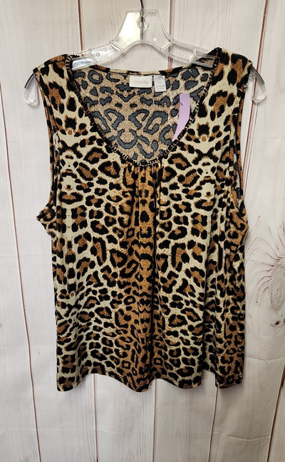 Chico's Women's Size 3 = US XL Brown Animal Print Sleeveless Top