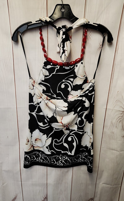 White House Black Market Women's Size M White & Black Floral Sleeveless Top