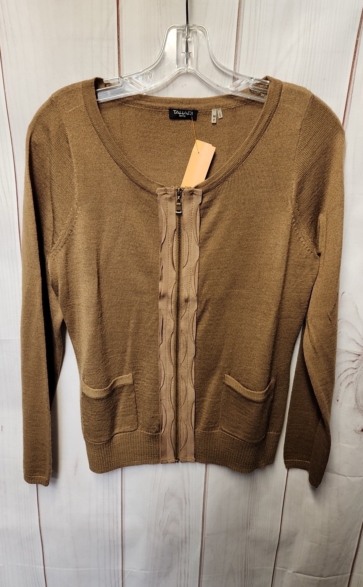 Tahari Women's Size M Petite Tan Cardigan