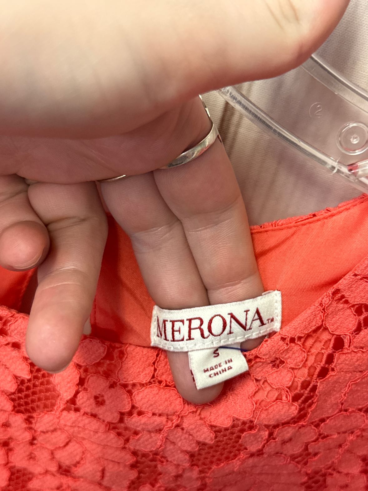 Merona Women's Size S Pink Lace Floral Short Sleeve Top