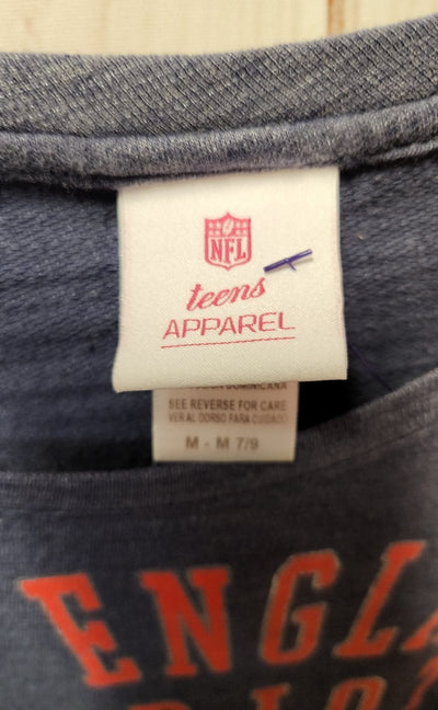 NFL Women's Size M Teen 7/9 Blue Long Sleeve Top New England Patriots
