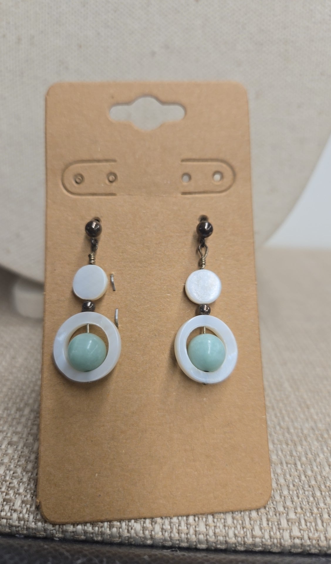 Teal & White Shell Earrings