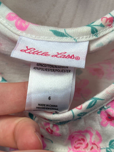Little Lass Girl's Size 6 White & Pink Shirt