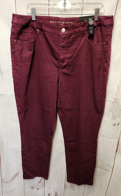 NWT Chico's Women's Size 3 = US 16 Purple Jeans So Slimming Girlfriend Ankle