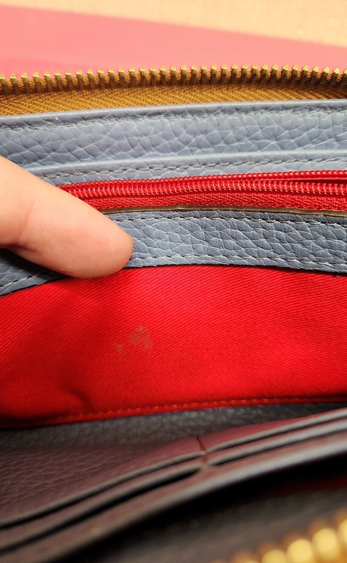 Dooney & Bourke Blue Leather Wallet As Is - stains inside