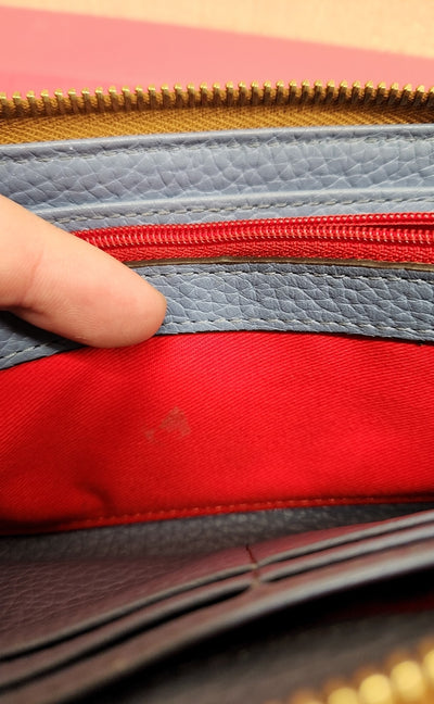 Dooney & Bourke Blue Leather Wallet As Is - stains inside
