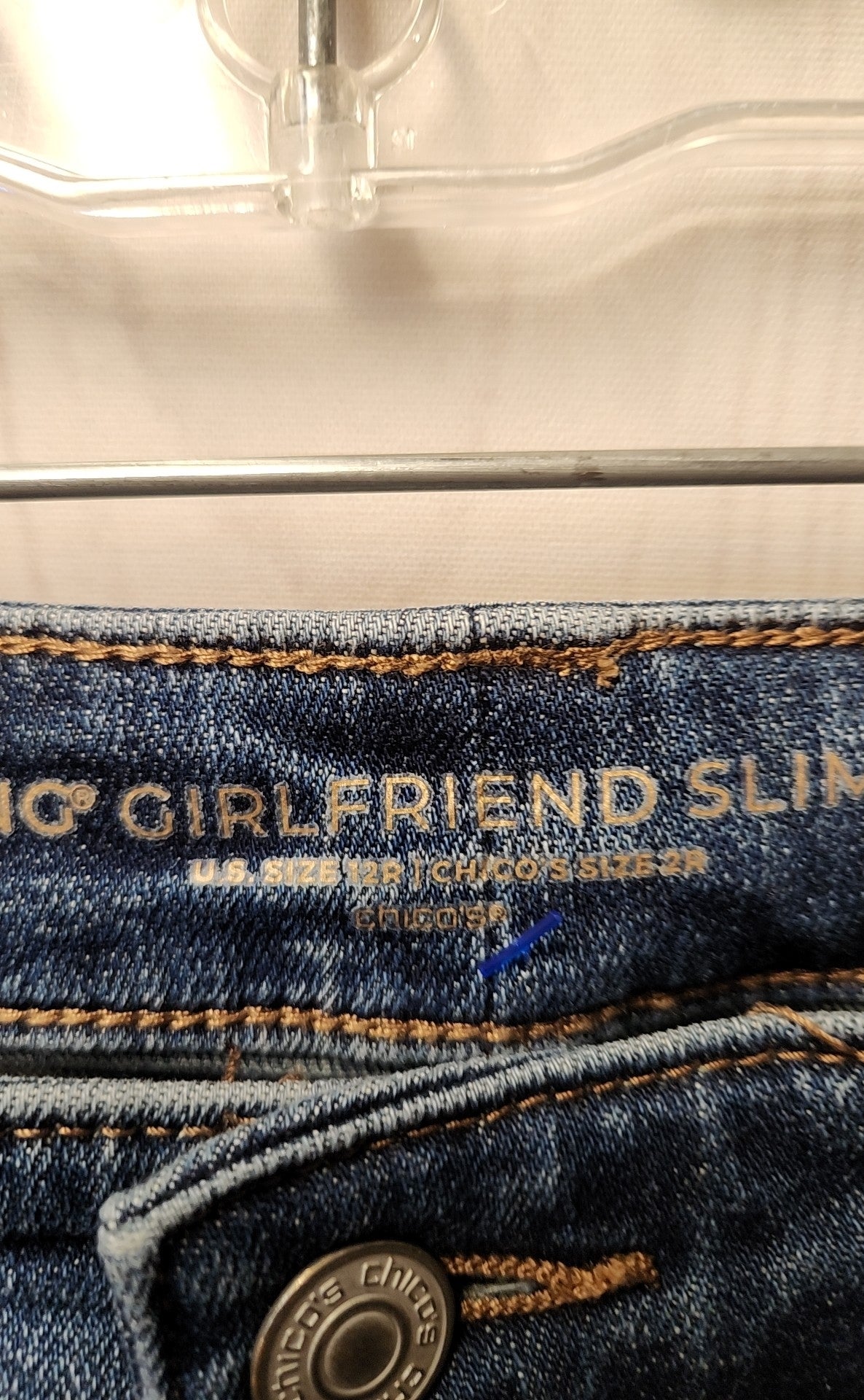 Chico's Women's Size 31 (11-12) Blue Floral Jeans Girlfriend Slim Leg Ankle