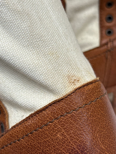 Frye Women's Size 8-1/2 Tan Leather & Canvas Boots Shoes AS IS - STAINS