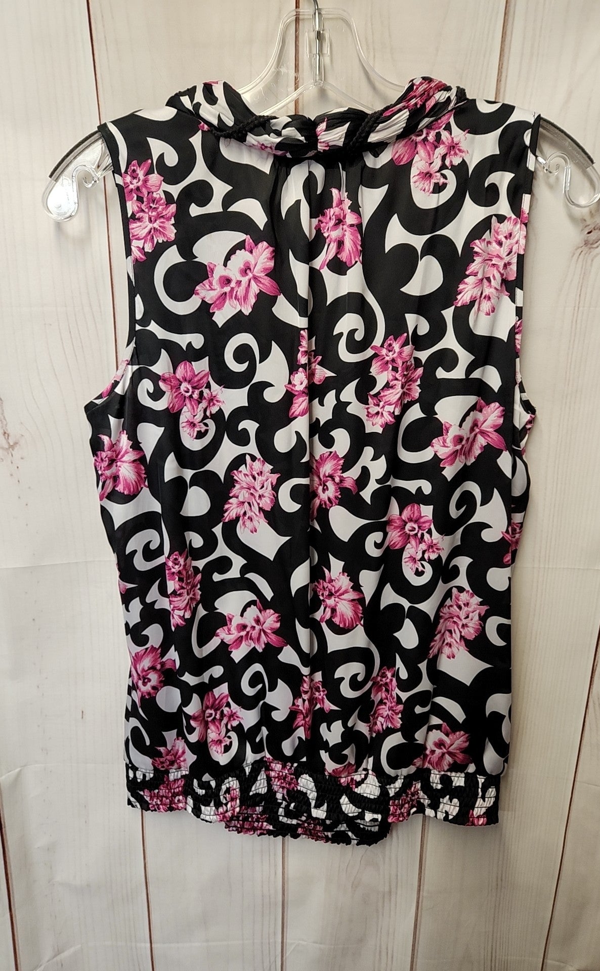 Signature by Larry Levine Women's Size L Black & Pink Floral Sleeveless Top