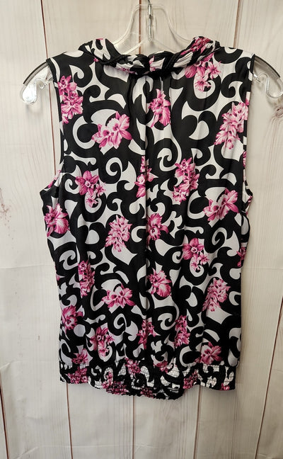 Signature by Larry Levine Women's Size L Black & Pink Floral Sleeveless Top