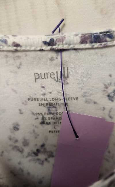 Pure Jill Women's Size L Petite Purple Floral Long Sleeve Top