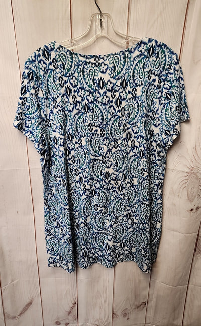 Pure Jill Women's Size L Blue Short Sleeve Top