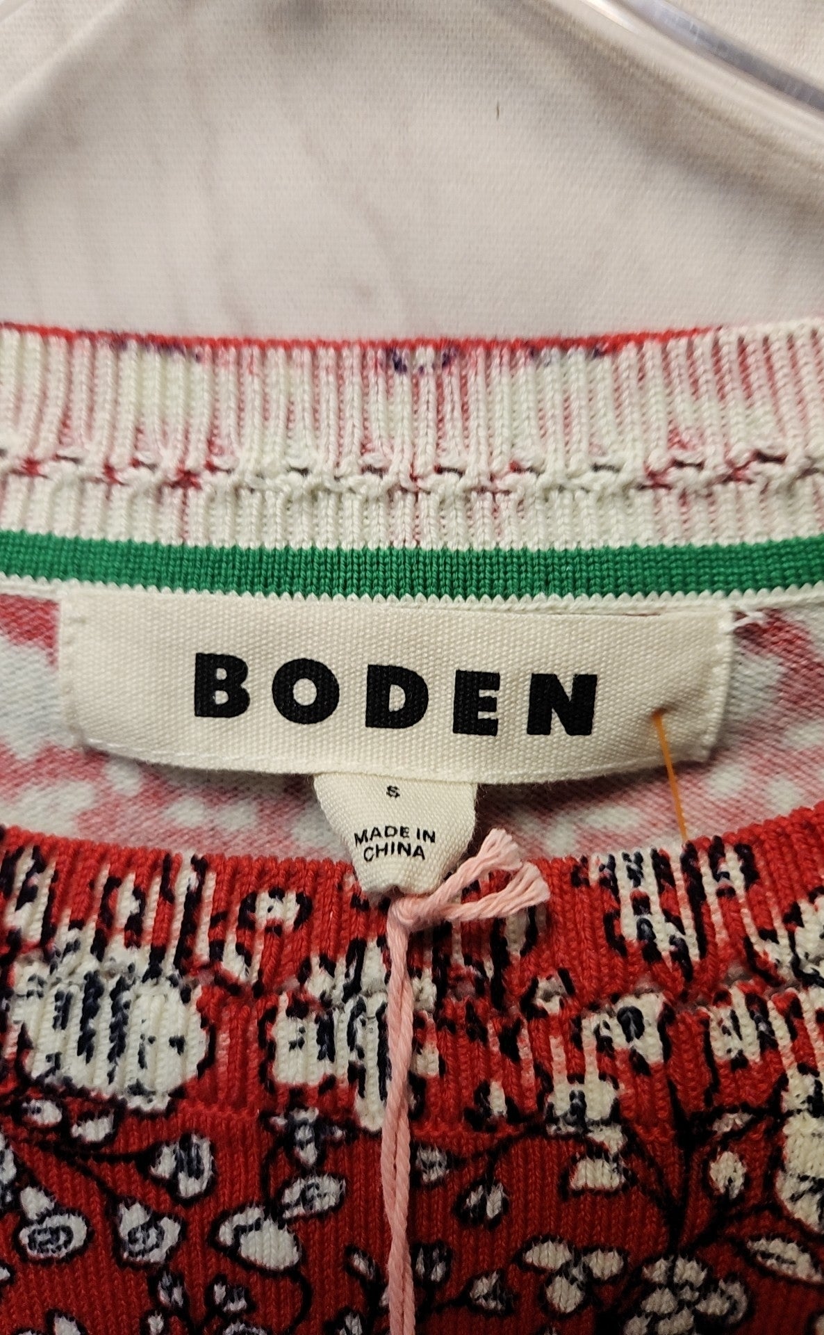 NWT Boden Women's Size S Red & Blue Floral Sweater