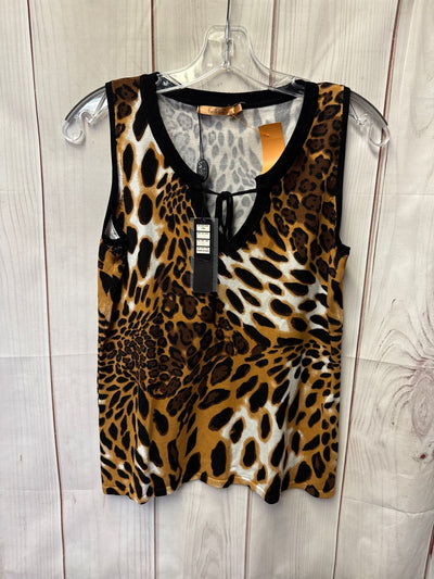 NWT Belldini Women's Size L Brown Animal Print Sleeveless Top