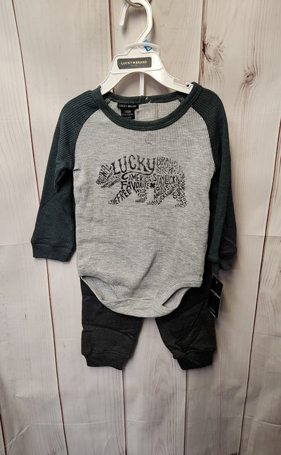 NWT Lucky Brand Boy's Size 24 Months Gray Outfit