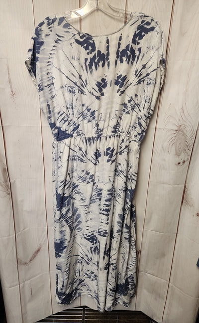 Blue Island Women's Size XL White & Blue Cover-Up