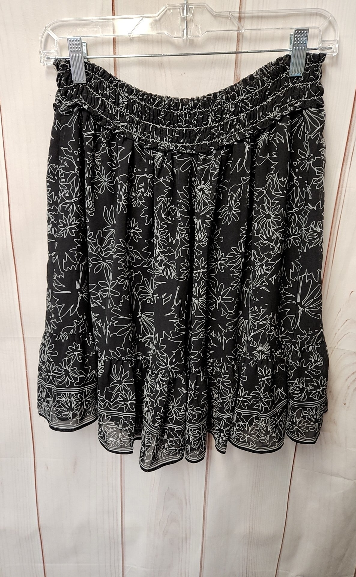 Max Studio Women's Size L Black Floral Skirt