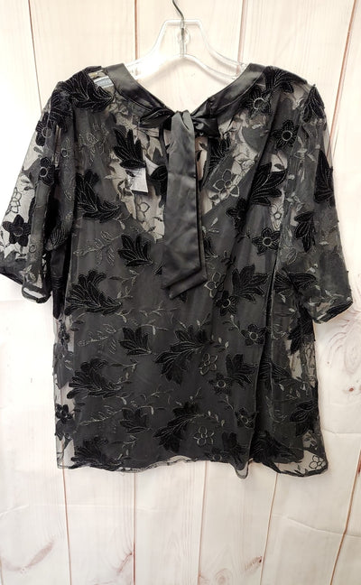 NWT Torrid Women's Size 0 = US L/12 Black Short Sleeve Top