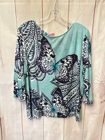 Chico's Women's Size 3 = US XL Blue 3/4 Sleeve Top