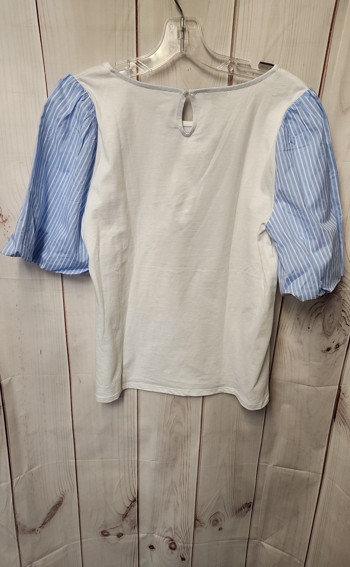 NWT Talbots Women's Size M White & Blue Short Sleeve Top