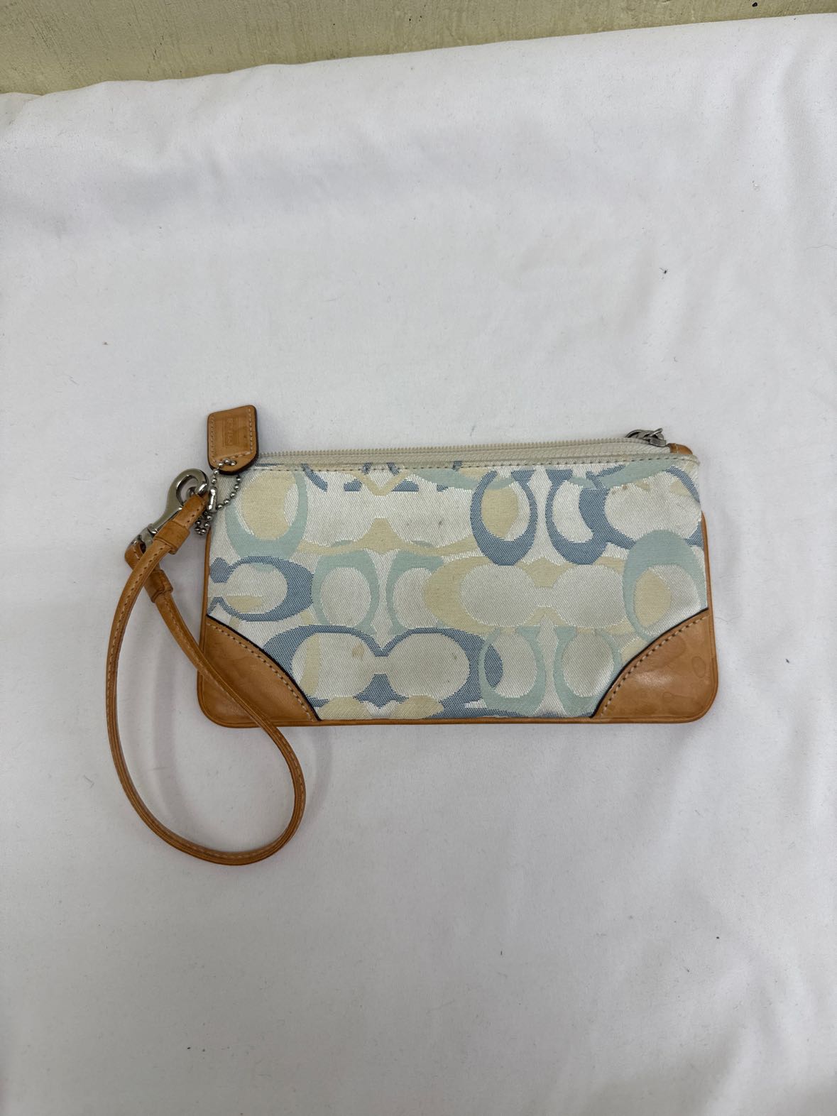 Coach Light Blue Wristlet AS IS - marks on front & back