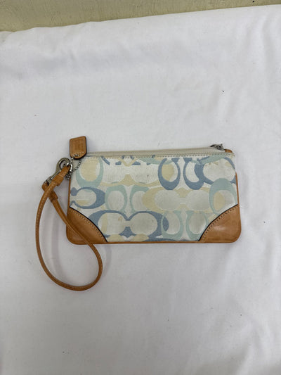 Coach Light Blue Wristlet AS IS - marks on front & back