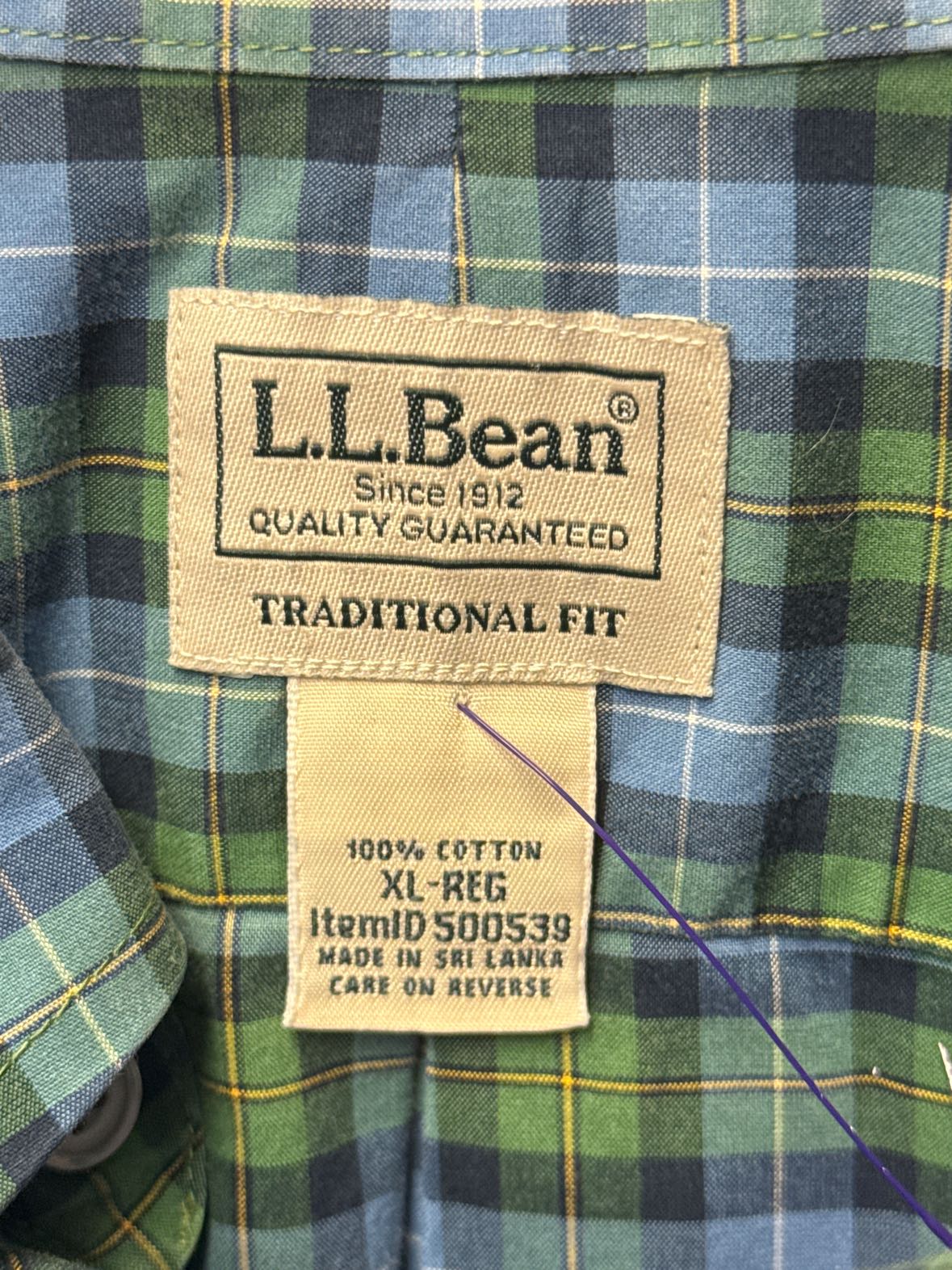 LL Bean Men's Size XL Green Shirt