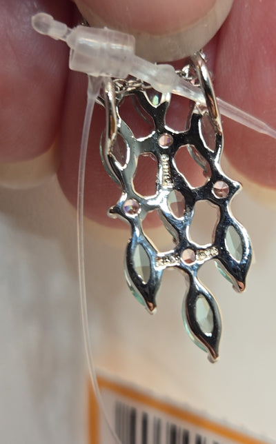 .925 Sterling Silver Pink & Green Stones Necklace