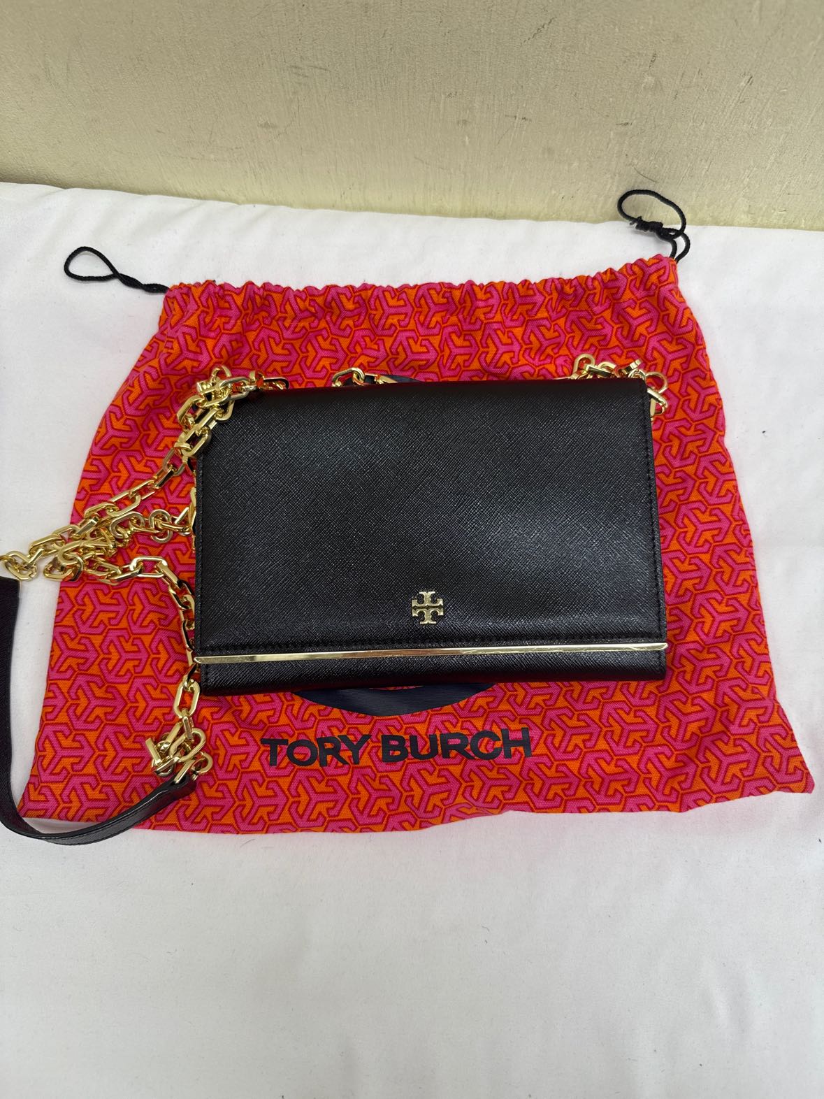 Tory Burch Emerson Black Leather Purse Bag