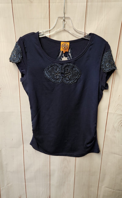 Tory Burch Women's Size L Navy Short Sleeve Top