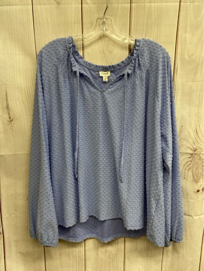 NWT J Crew Women's Size 2X Blue Long Sleeve Top