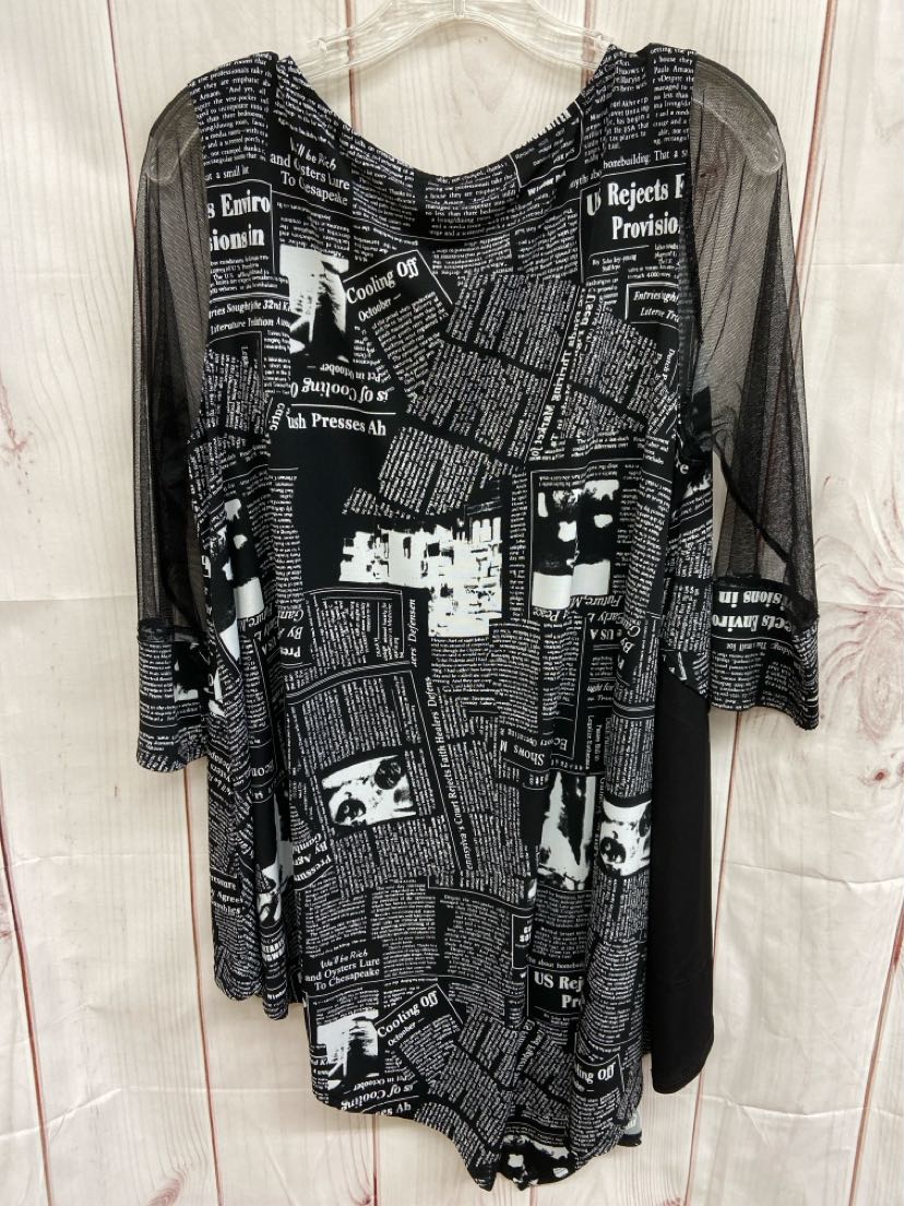 IC Connie K Women's Size XL Black 3/4 Sleeve Tunic Top