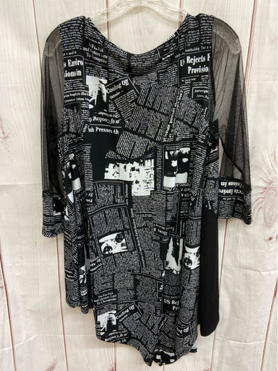IC Connie K Women's Size XL Black 3/4 Sleeve Tunic Top