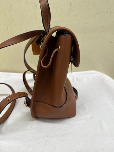NWT Coach CBX66 Summer I Turned Pretty Brown Leather Turnlock Backpack